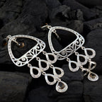 Smoky-Quartz-Indian-Maria-multiple-Dangle-Brown-925-Sterling-Silver-Earring