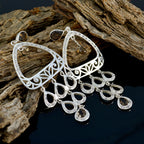 Smoky-Quartz-Indian-Maria-multiple-Dangle-Brown-925-Sterling-Silver-Earring