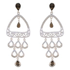Smoky-Quartz-Indian-Maria-multiple-Dangle-Brown-925-Sterling-Silver-Earring
