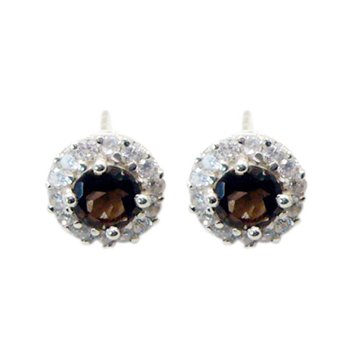Smoky-Quartz-Mexican-Ji-eun-multiple-Stud-Brown-92.5-Silver-Earring