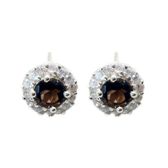 Smoky-Quartz-Mexican-Ji-eun-multiple-Stud-Brown-92.5-Silver-Earring