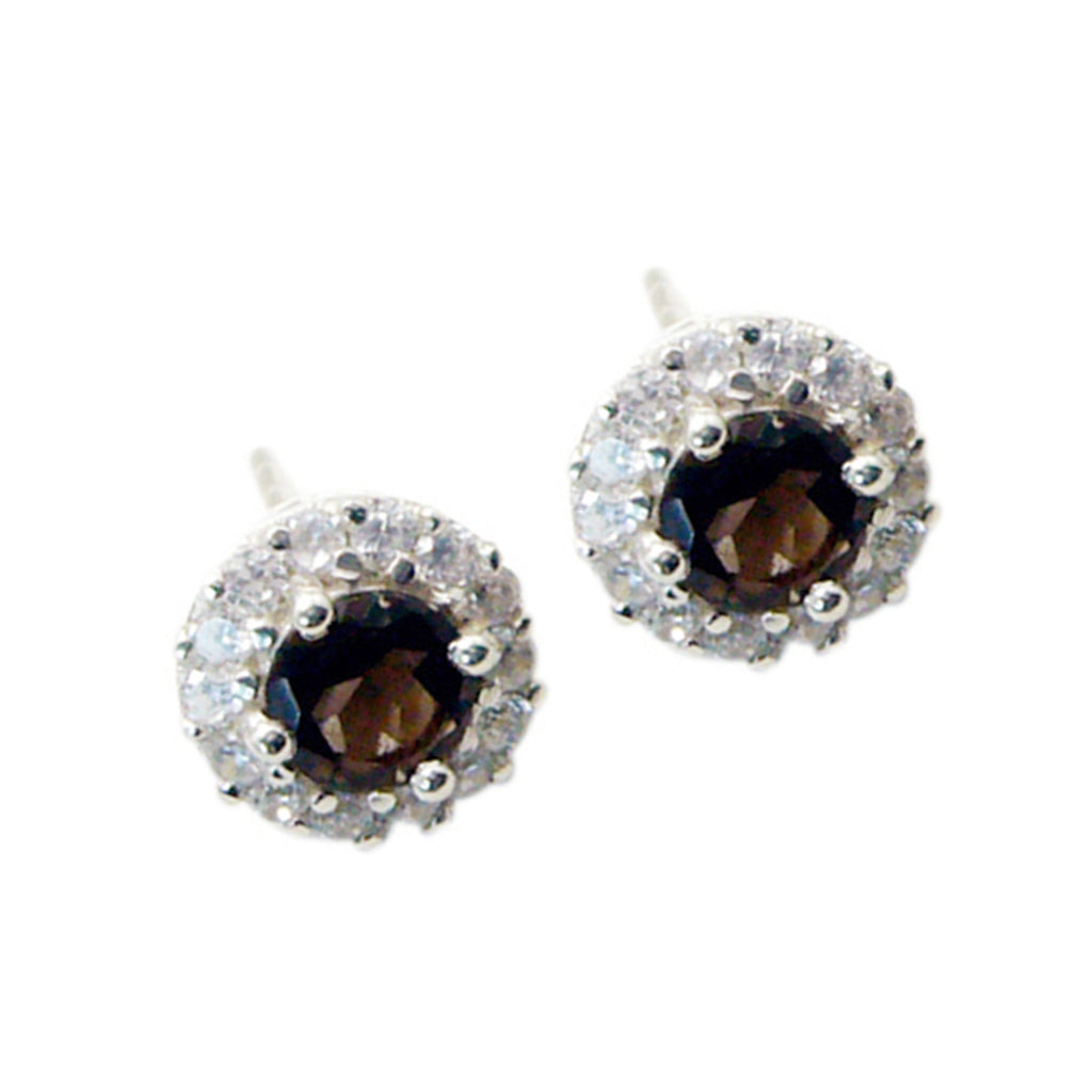 Smoky-Quartz-Mexican-Ji-eun-multiple-Stud-Brown-92.5-Silver-Earring