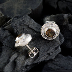 Smoky-Quartz-Australian-Clara-multiple-Stud-Brown-925-Sterling-Silver-Earring