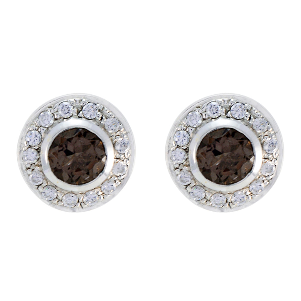 Smoky-Quartz-Australian-Clara-multiple-Stud-Brown-925-Sterling-Silver-Earring