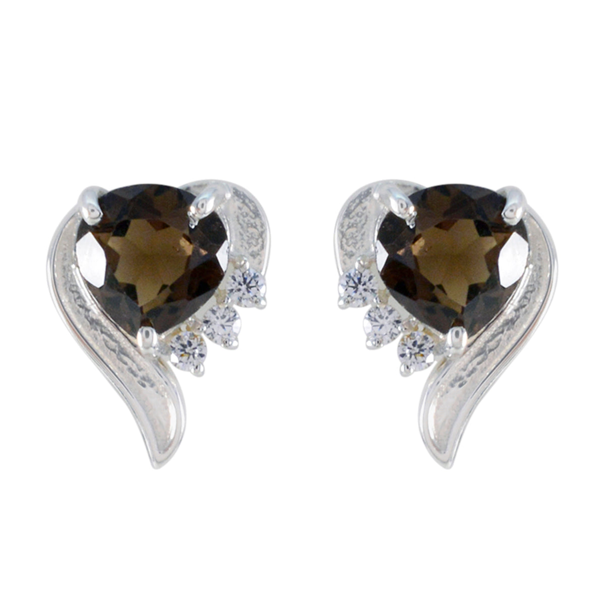 Smoky-Quartz-Russian-Isabella-multiple-Stud-Brown-925-Sterling-Silver-Earring Imagen principal del producto