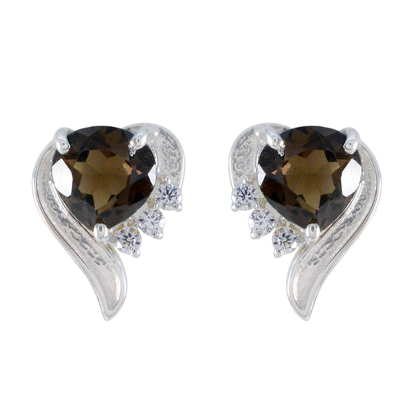 Smoky-Quartz-Russian-Isabella-multiple-Stud-Brown-925-Sterling-Silver-Earring