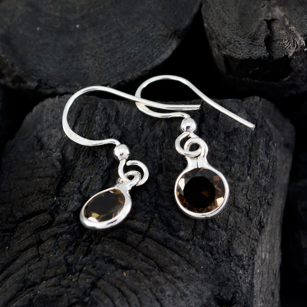 Smoky-Quartz-Australian-Jiwoo-multiple-Dangle-Brown-925-Silver-Earring