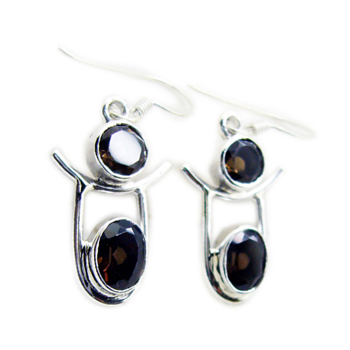Smoky-Quartz-African-Sophia-multiple-Dangle-Brown-92.5-Silver-Earring Image principale du produit