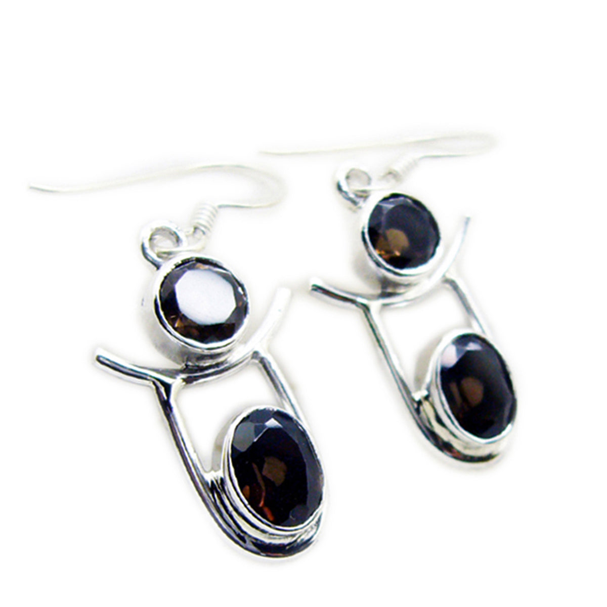 Smoky-Quartz-African-Sophia-multiple-Dangle-Brown-92.5-Silver-Earring