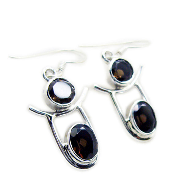 Smoky-Quartz-African-Sophia-multiple-Dangle-Brown-92.5-Silver-Earring