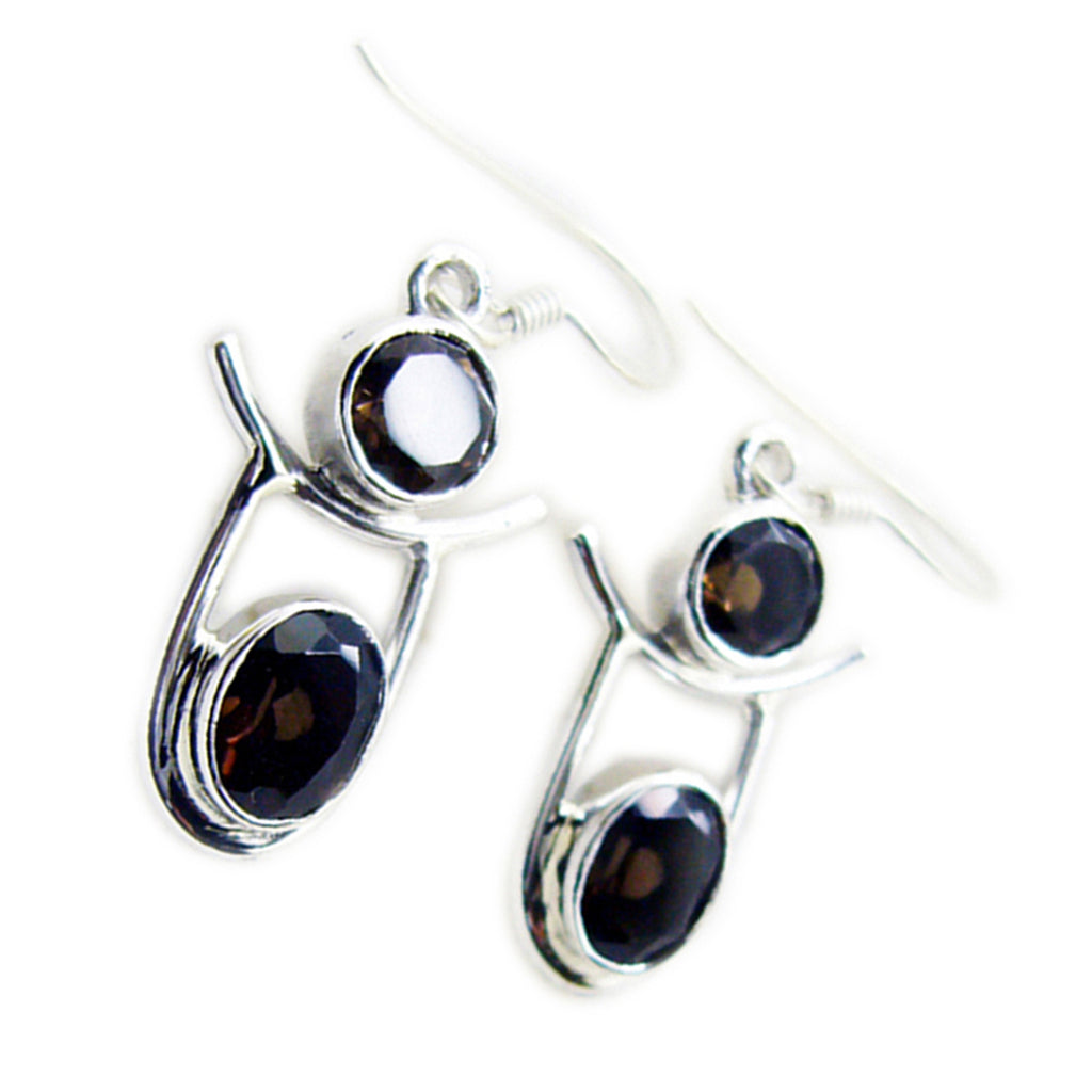 Smoky-Quartz-African-Sophia-multiple-Dangle-Brown-92.5-Silver-Earring