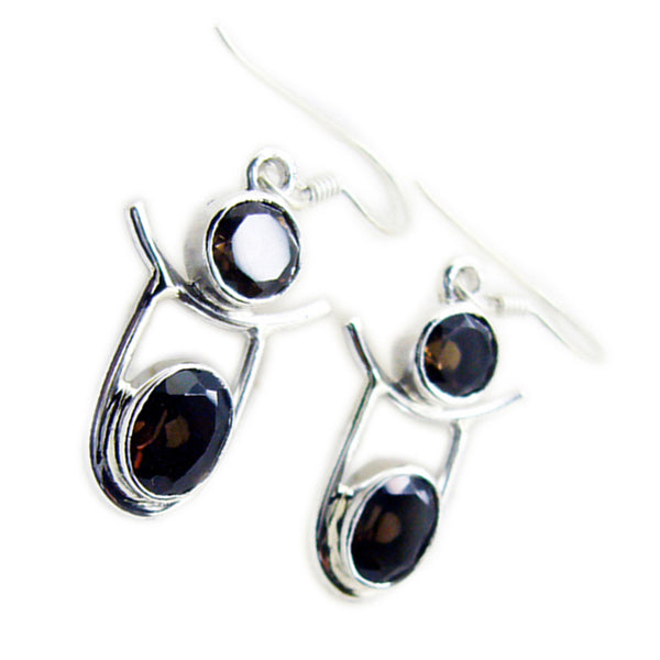 Smoky-Quartz-African-Sophia-multiple-Dangle-Brown-92.5-Silver-Earring
