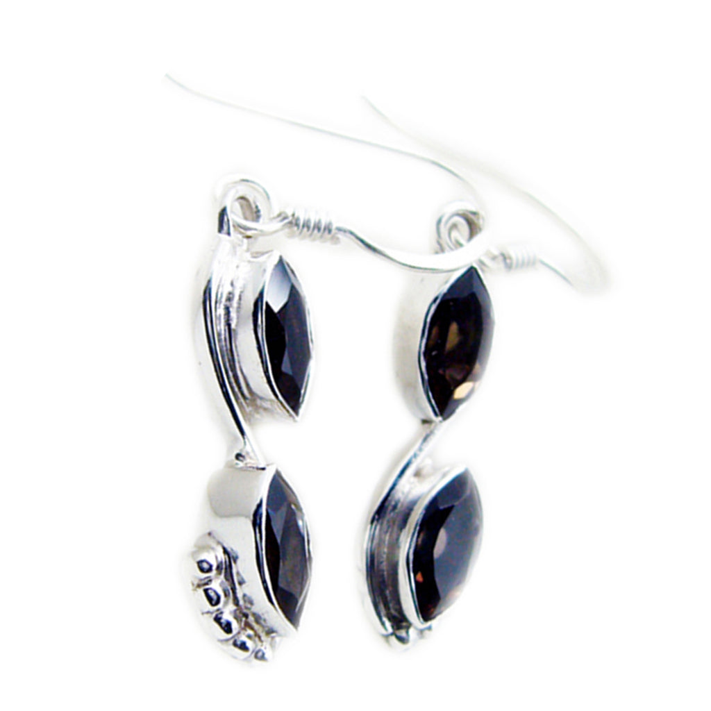 Smoky-Quartz-German-Ha-eun-multiple-Dangle-Brown-925-Silver-Earring