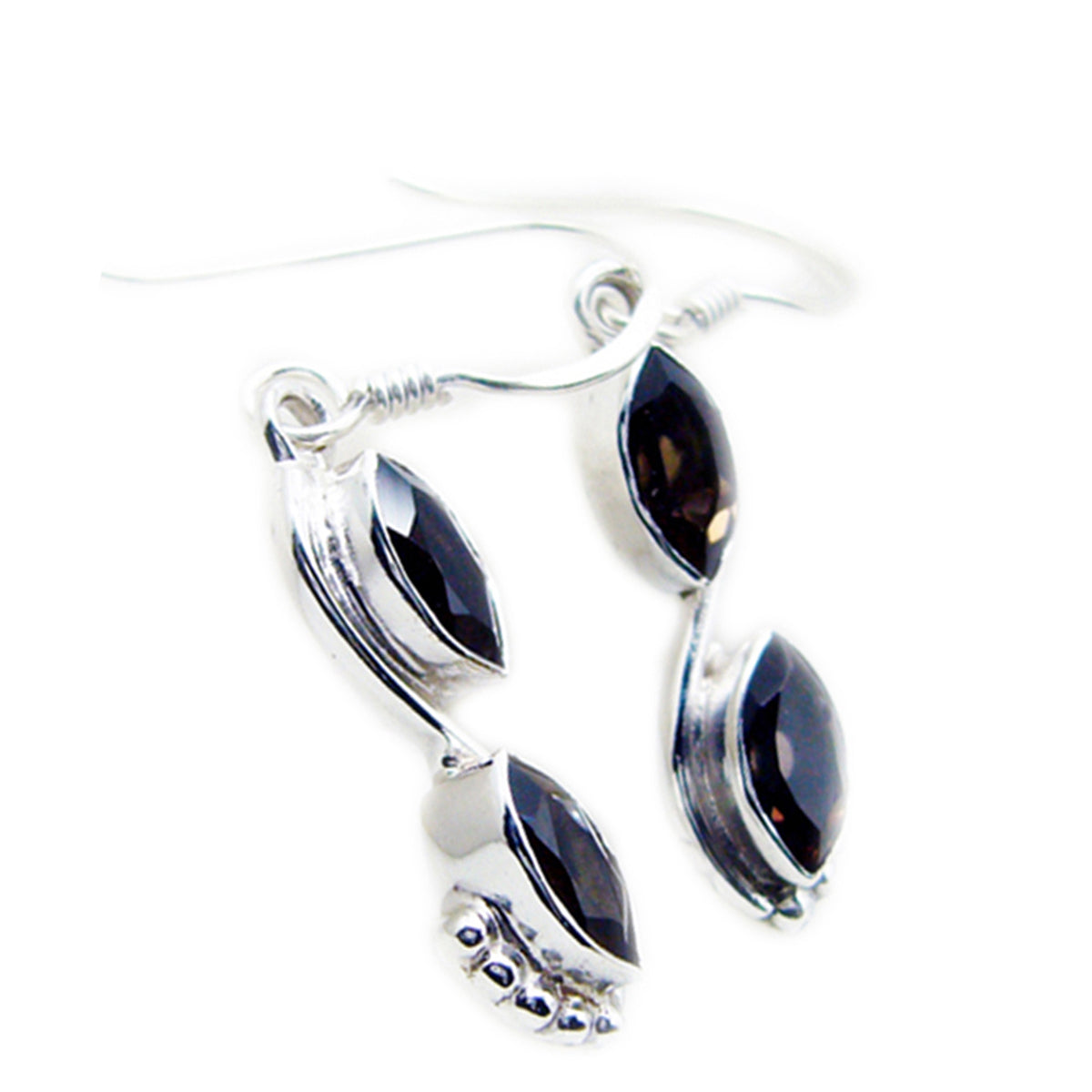 Rauchquarz-Deutsch-Ha-eun-mehrfach-Ohrhänger-Braun-925-Silber-Ohrring