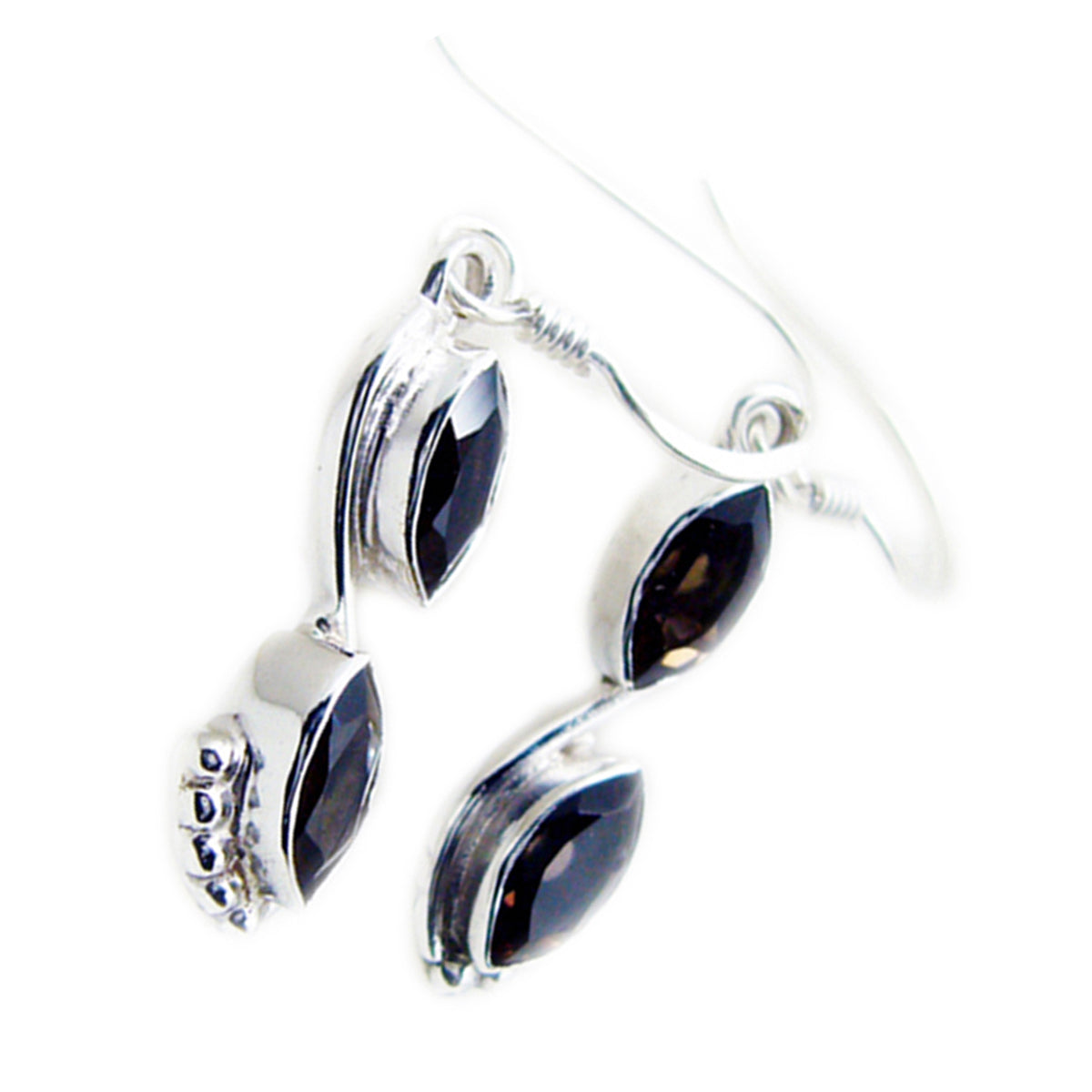 Boucles d'oreilles pendantes multiples en argent 925 marron avec quartz fumé allemand Ha-eun Image secondaire du produit