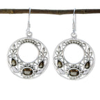 Smoky-Quartz-Latin-American-Ling-multiple-Dangle-Brown-92.5-Silver-Earring