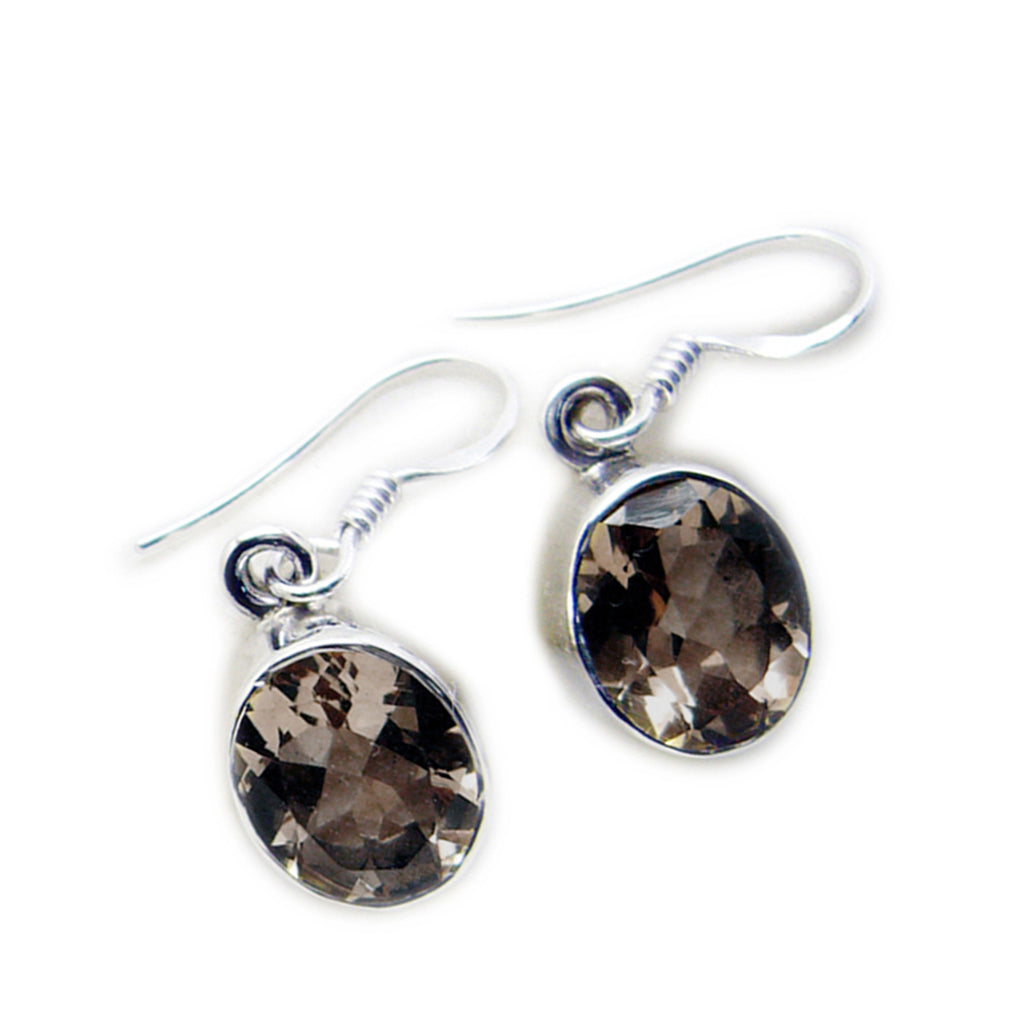 Smoky-Quartz-Egyptian-Marie-Solitaire-Dangle-Brown-925-Silver-Earring