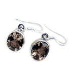 Smoky-Quartz-Egyptian-Marie-Solitaire-Dangle-Brown-925-Silver-Earring