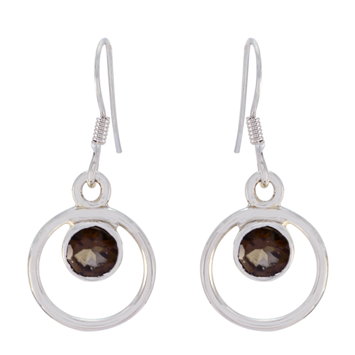 Smoky-Quartz-French-Mei-multiple-Dangle-Brown-Silver-Earring Imagen principal del producto