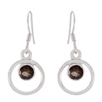 Smoky-Quartz-French-Mei-multiple-Dangle-Brown-Silver-Earring