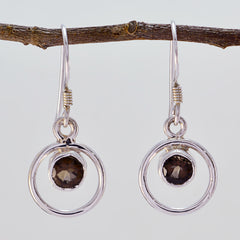 Smoky-Quartz-French-Mei-multiple-Dangle-Brown-Silver-Earring