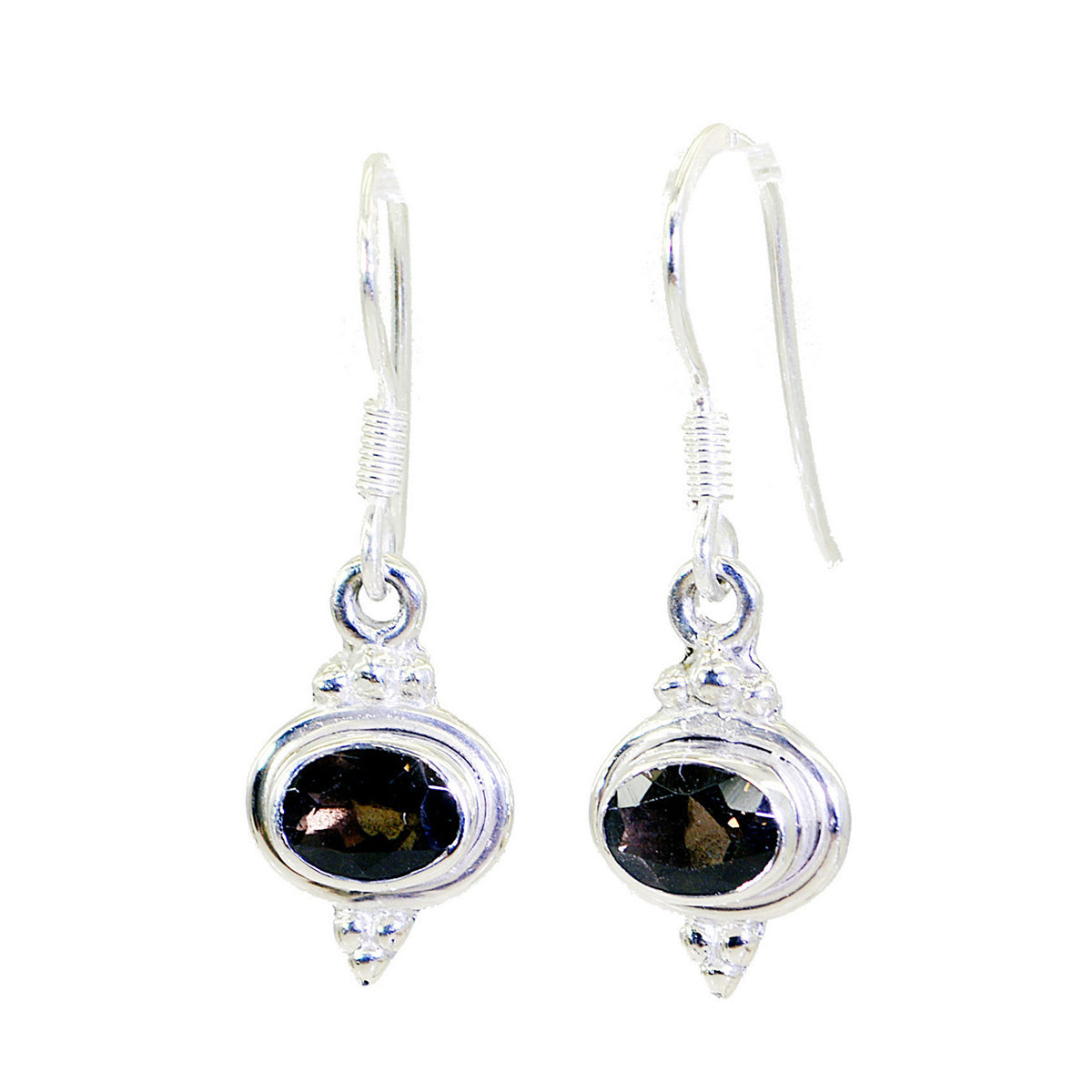 Smoky-Quartz-African-Naomi-multiple-Dangle-Brown-925-Silver-Earring メイン画像
