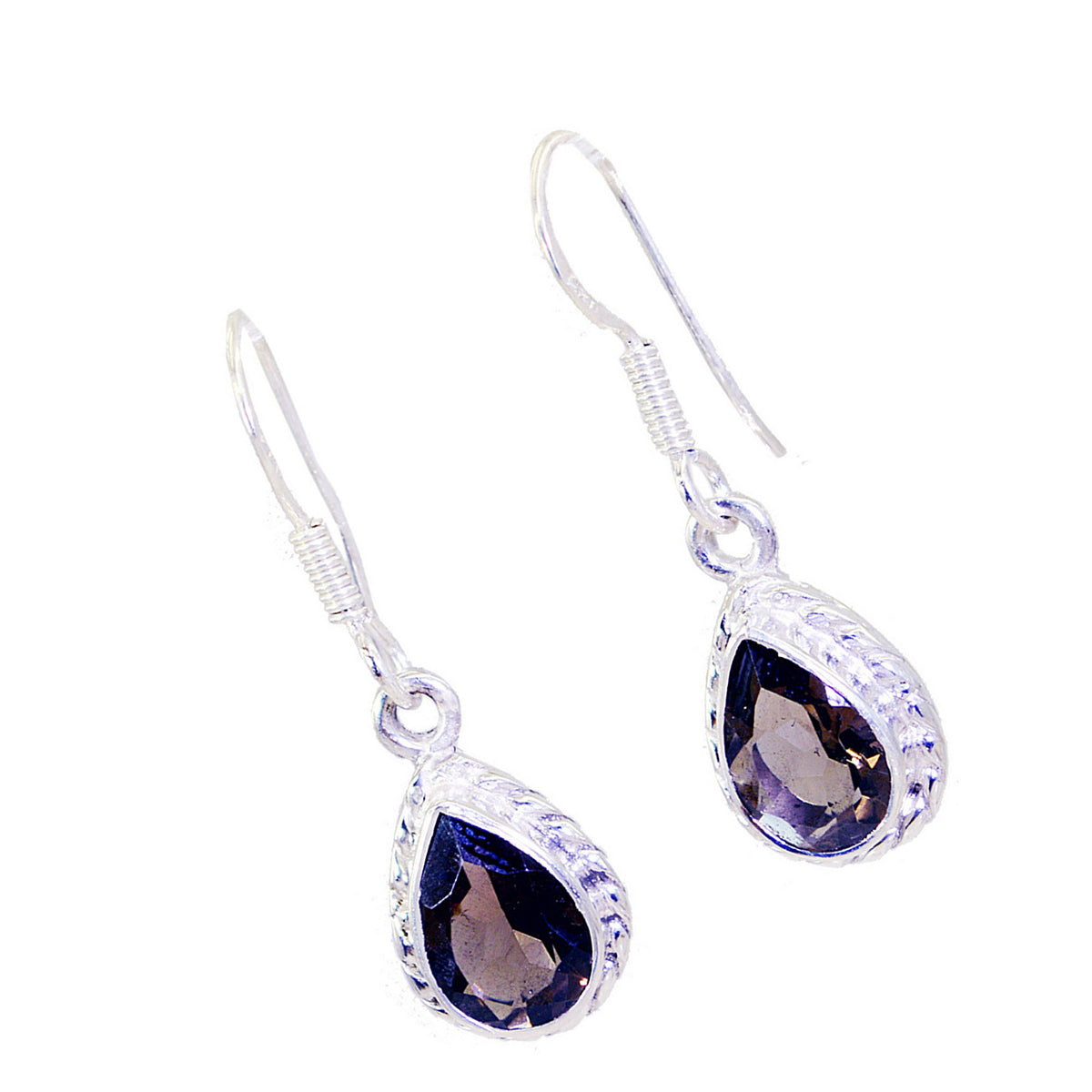 Smoky-Quartz-Russian-Nari-multiple-Dangle-Brown-Silver-Earring