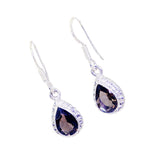 Smoky-Quartz-Russian-Nari-multiple-Dangle-Brown-Silver-Earring