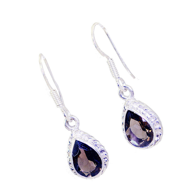 Smoky-Quartz-Russian-Nari-multiple-Dangle-Brown-Silver-Earring