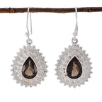 Smoky-Quartz-Moroccan-Rina-multiple-Dangle-Brown-Sterling-Silver-Earring