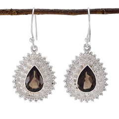 Smoky-Quartz-Moroccan-Rina-multiple-Dangle-Brown-Sterling-Silver-Earring