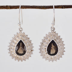 Smoky-Quartz-Moroccan-Rina-multiple-Dangle-Brown-Sterling-Silver-Earring