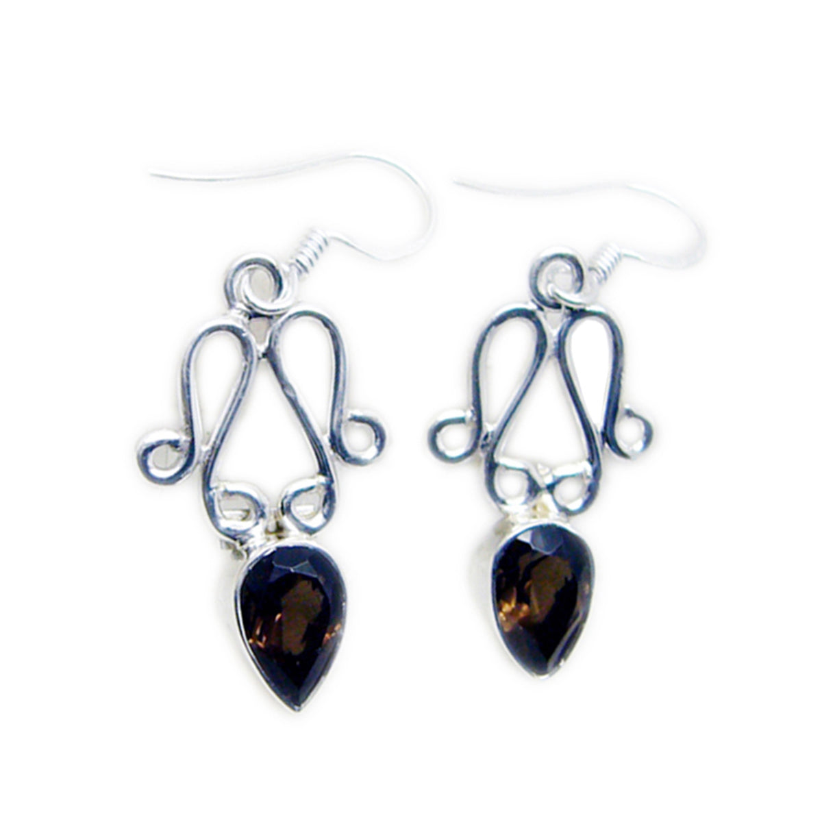 Smoky-Quartz-Egyptian-Sakura-multiple-Dangle-Brown-925-Silver-Earring Imagen principal del producto