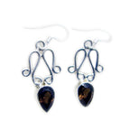 Smoky-Quartz-Egyptian-Sakura-multiple-Dangle-Brown-925-Silver-Earring