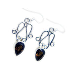 Smoky-Quartz-Egyptian-Sakura-multiple-Dangle-Brown-925-Silver-Earring