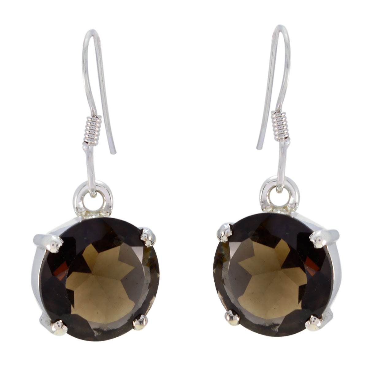 Smoky-Quartz-American-Seo-yeon-multiple-Dangle-Brown-Silver-Earring