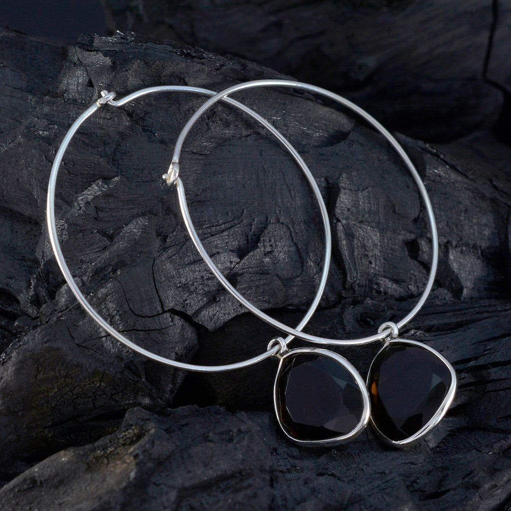 Smoky-Quartz-Korean-Soo-jin-multiple-Dangle-Brown-Silver-Earring