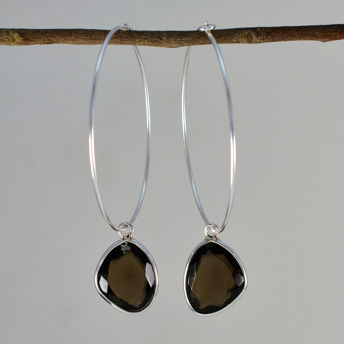 Smoky-Quartz-Korean-Soo-jin-multiple-Dangle-Brown-Silver-Earring