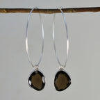 Smoky-Quartz-Korean-Soo-jin-multiple-Dangle-Brown-Silver-Earring