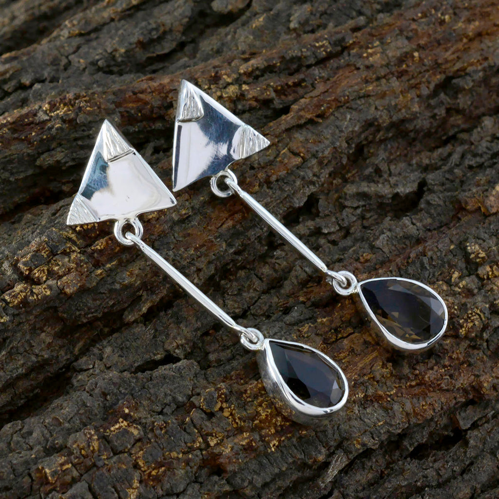 Smoky-Quartz-Japanese-Wen-multiple-Stud-Brown-925-Silver-Earring