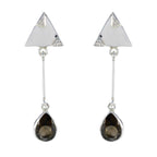 Smoky-Quartz-Japanese-Wen-multiple-Stud-Brown-925-Silver-Earring