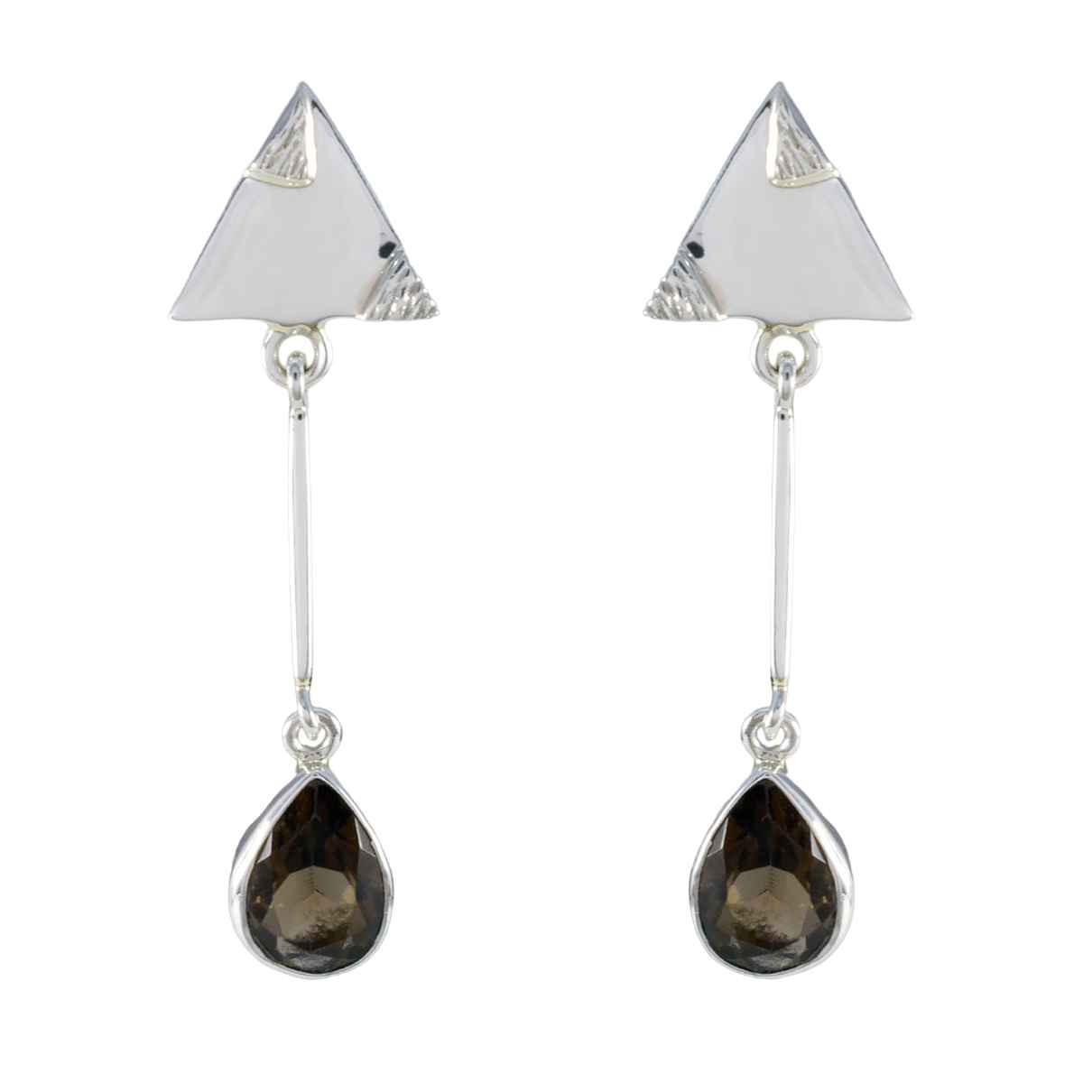 Smoky-Quartz-Japanese-Wen-multiple-Stud-Brown-925-Silver-Earring