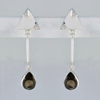 Smoky-Quartz-Japanese-Wen-multiple-Stud-Brown-925-Silver-Earring