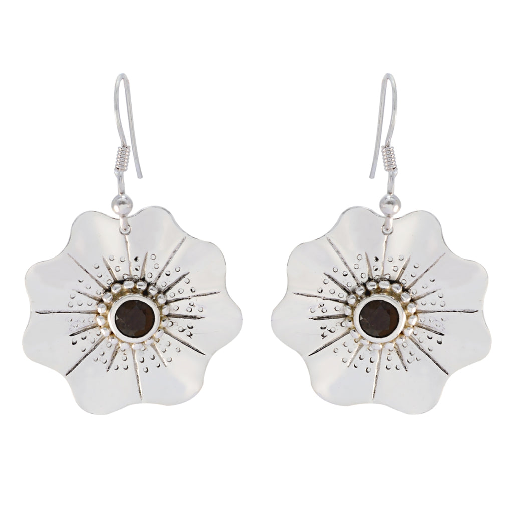 Smoky-Quartz-Moroccan-Anna-Solitaire-Dangle-Brown-Sterling-Silver-Earring