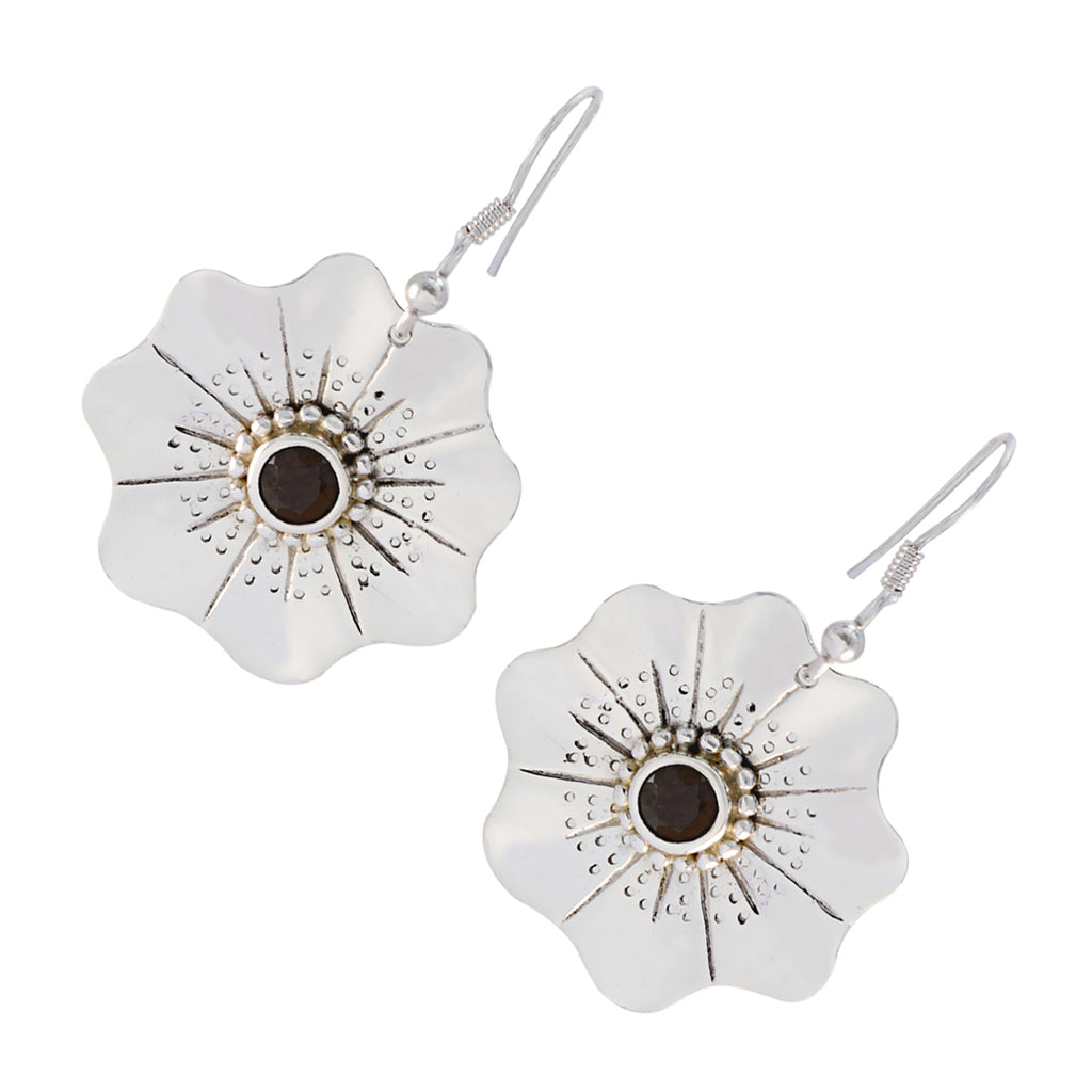 Smoky-Quartz-Moroccan-Anna-Solitaire-Dangle-Brown-Sterling-Silver-Earring