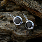 Smoky-Quartz-Spanish-Charlotte-Solitaire-Dangle-Brown-Silver-Earring