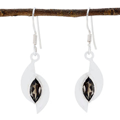 Smoky-Quartz-Italian-Yan-Solitaire-Dangle-Brown-Sterling-Silver-Earring
