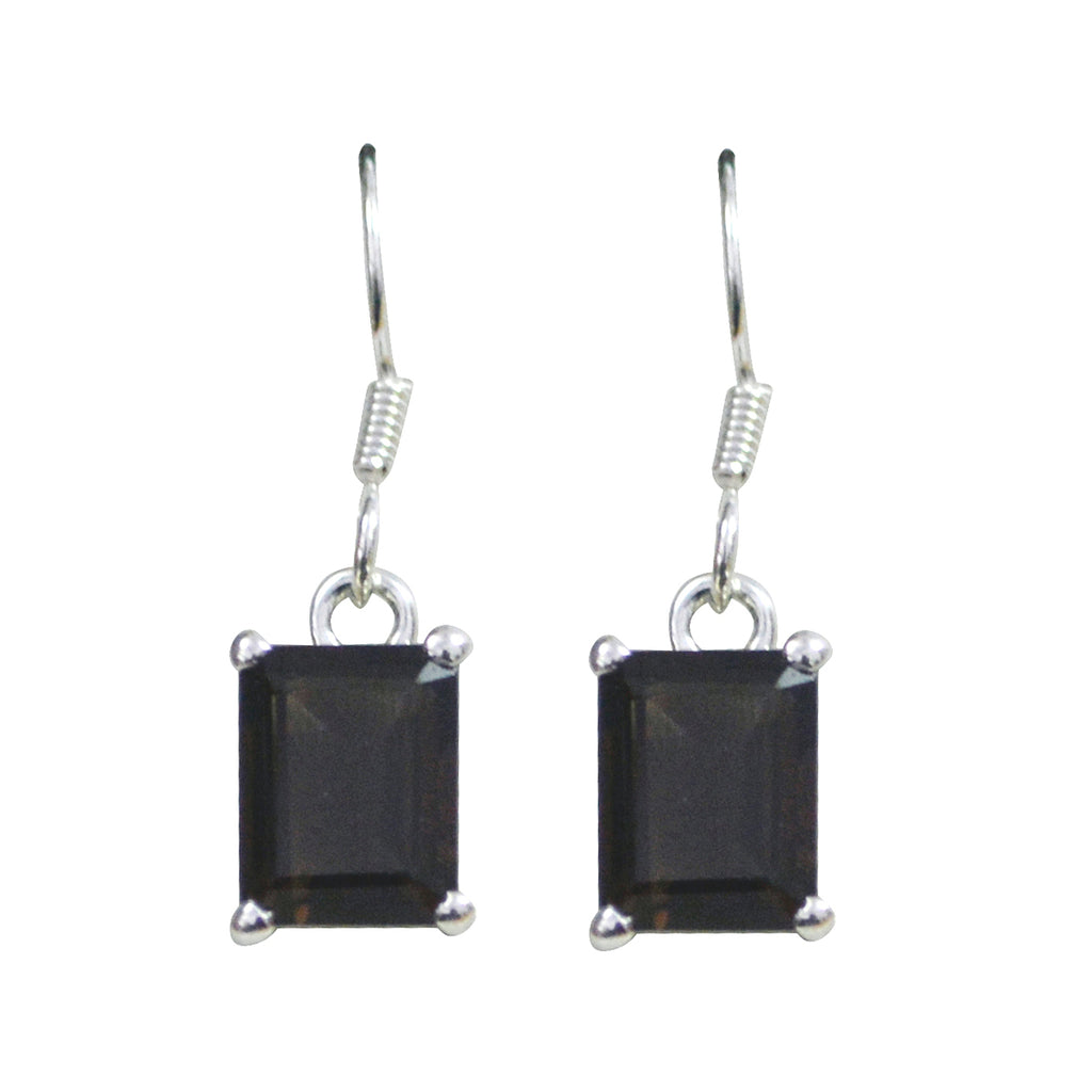 Smoky-Quartz-Latin-American-Zoe-Solitaire-Dangle-Brown-925-Sterling-Silver-Earring