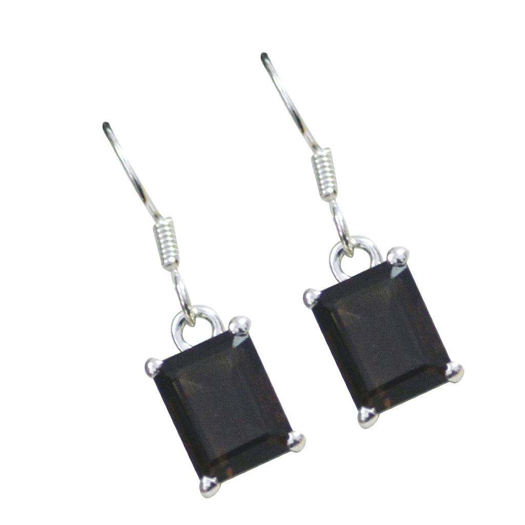 Smoky-Quartz-Latin-American-Zoe-Solitaire-Dangle-Brown-925-Sterling-Silver-Earring
