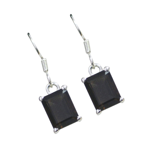 Smoky-Quartz-Latin-American-Zoe-Solitaire-Dangle-Brown-925-Sterling-Silver-Earring